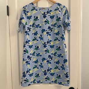 Banana Republic Light Blue Short Sleeve Floral Pattern Mini Dress with Arm Tie